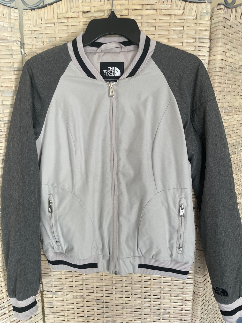 The North Face Women's Light & Dark Gray bomber Jacket